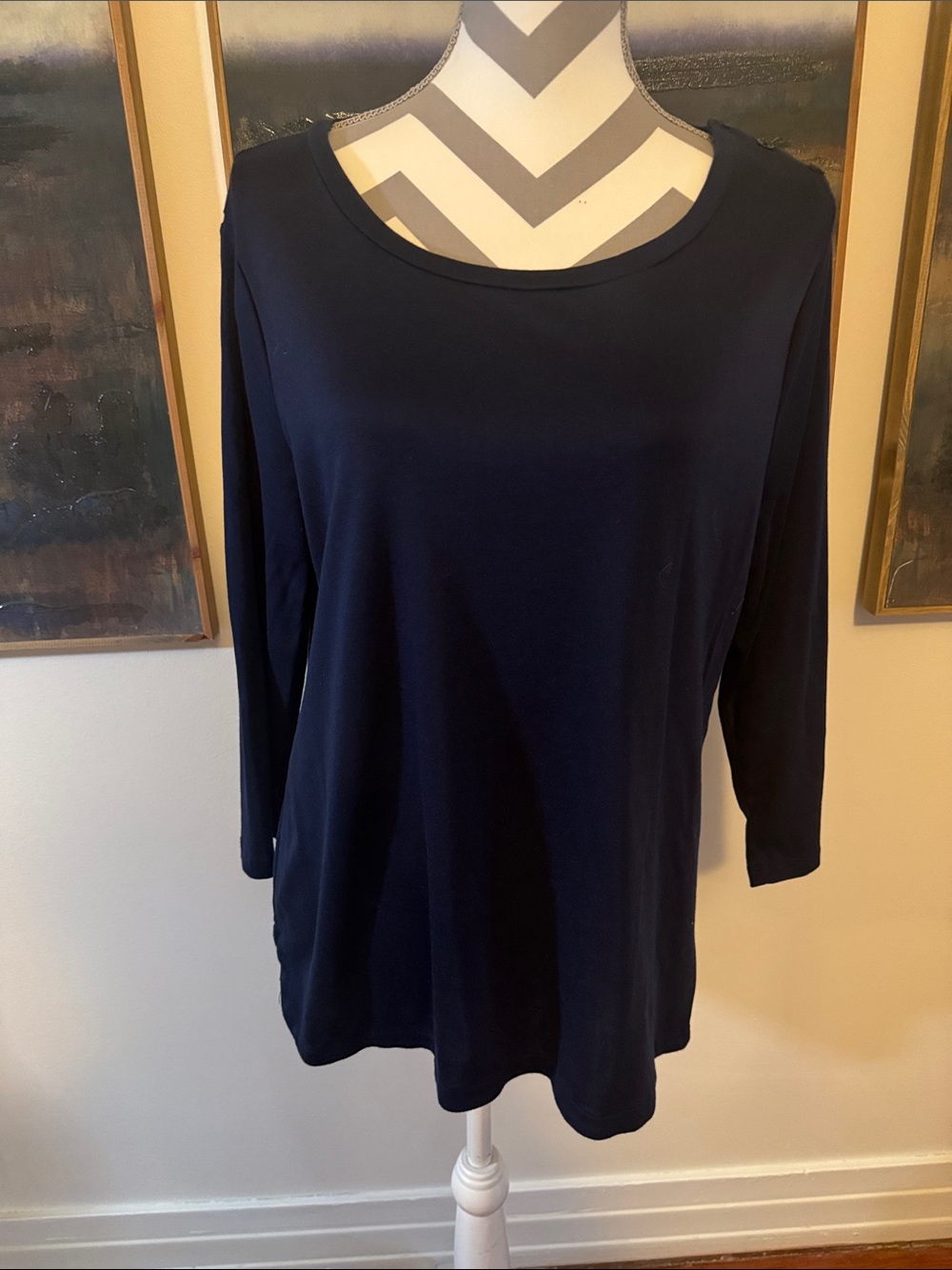 Talbots Soft Classic Navy 3/4 Sleeve Women's Top Size XL